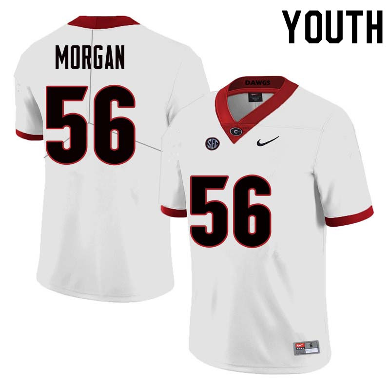 Youth Georgia Bulldogs #56 Oren Morgan College Football Jerseys Sale-White